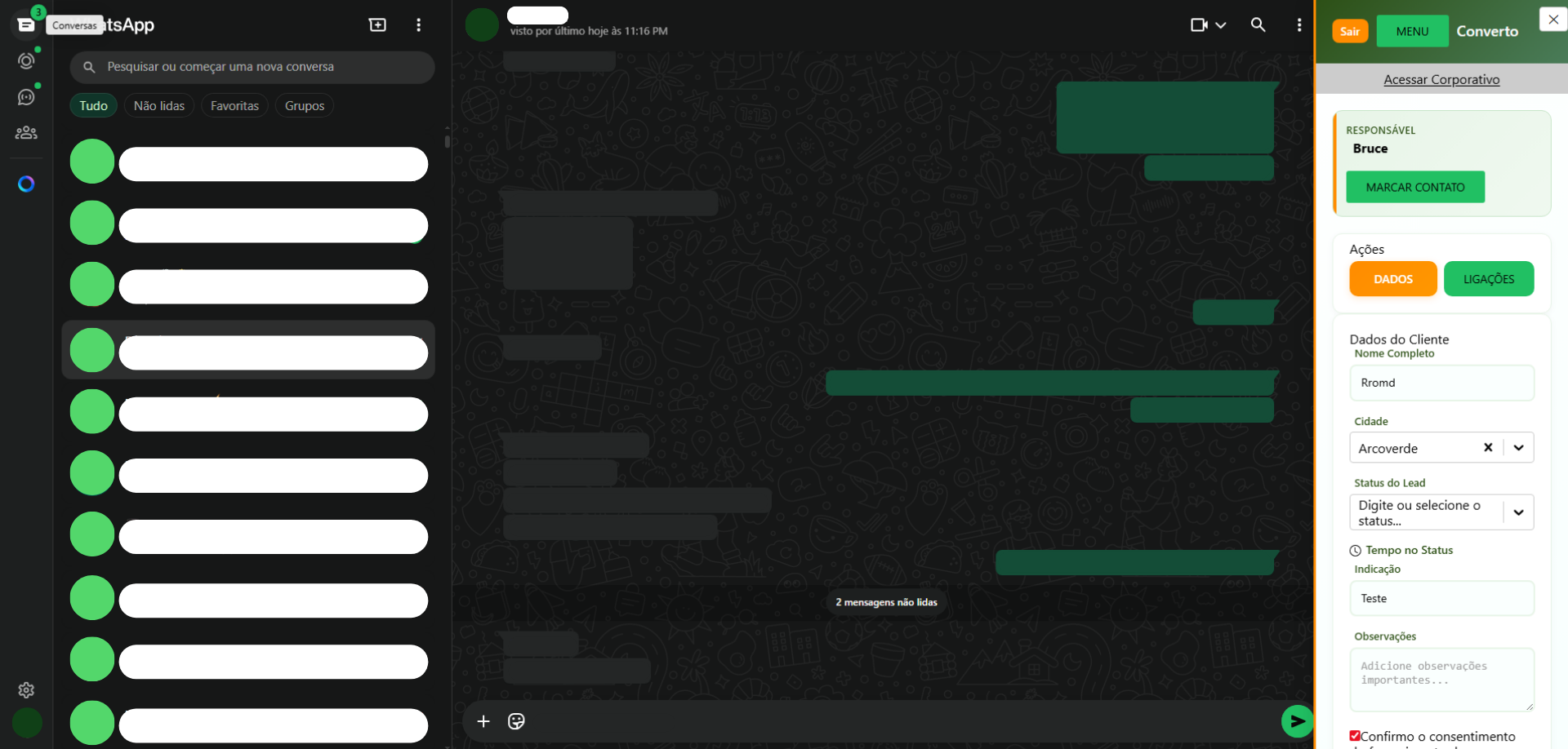 Extensão para WhatsApp em tempo real