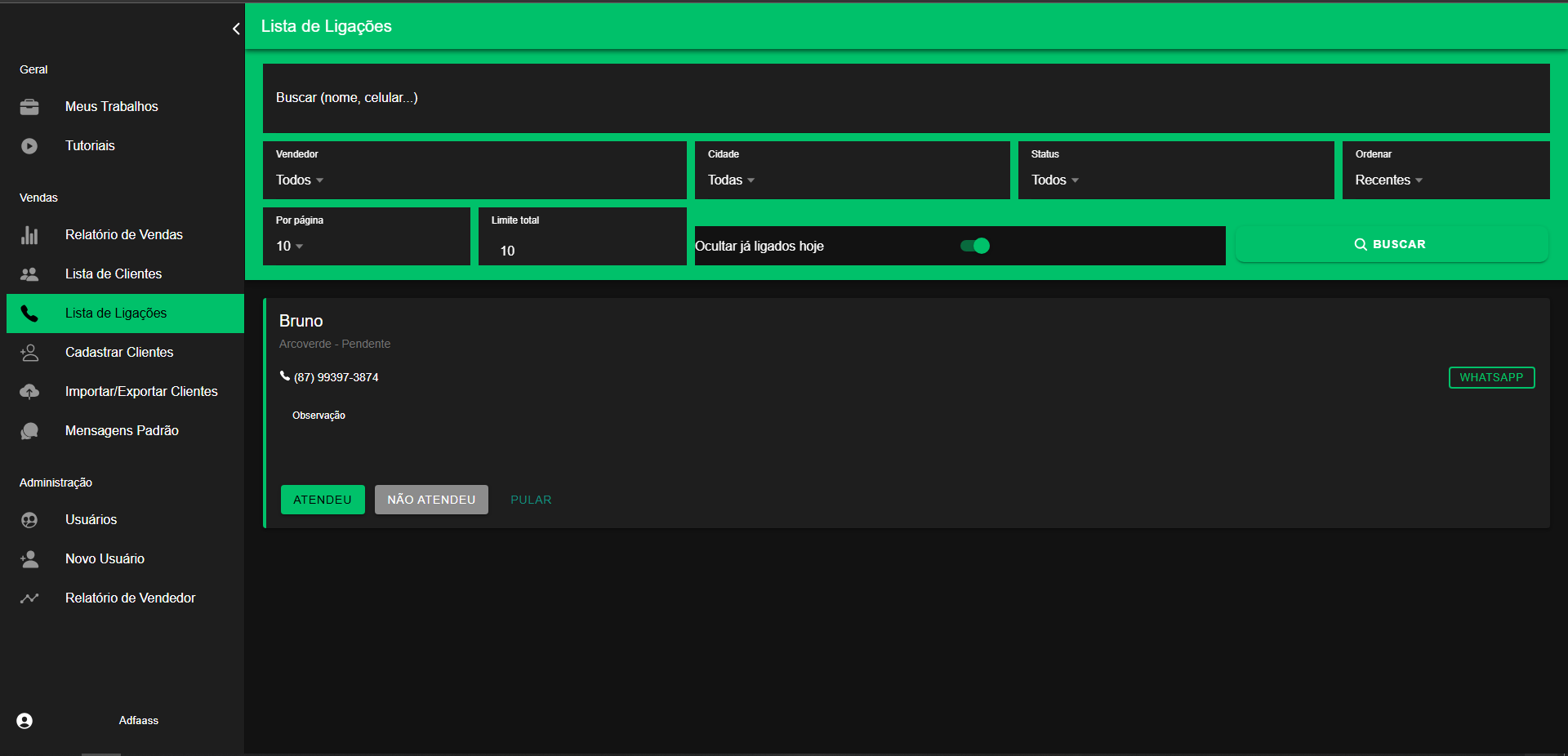 Faça lista de clientes para contato com um clique