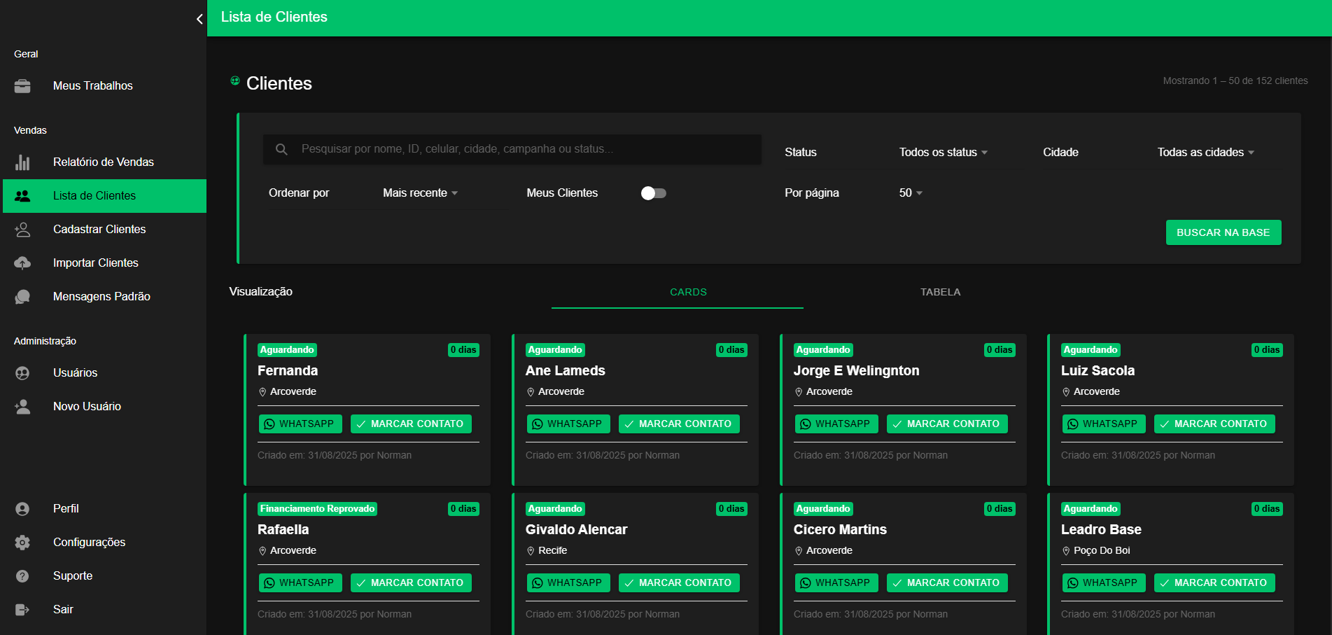 Listagem de Clientes